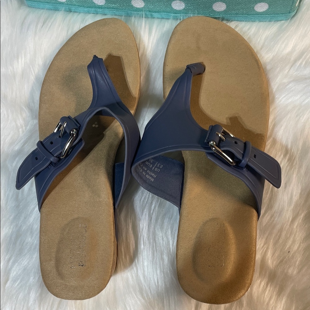 Market & Spruce Navy Sandals with Tan Sole